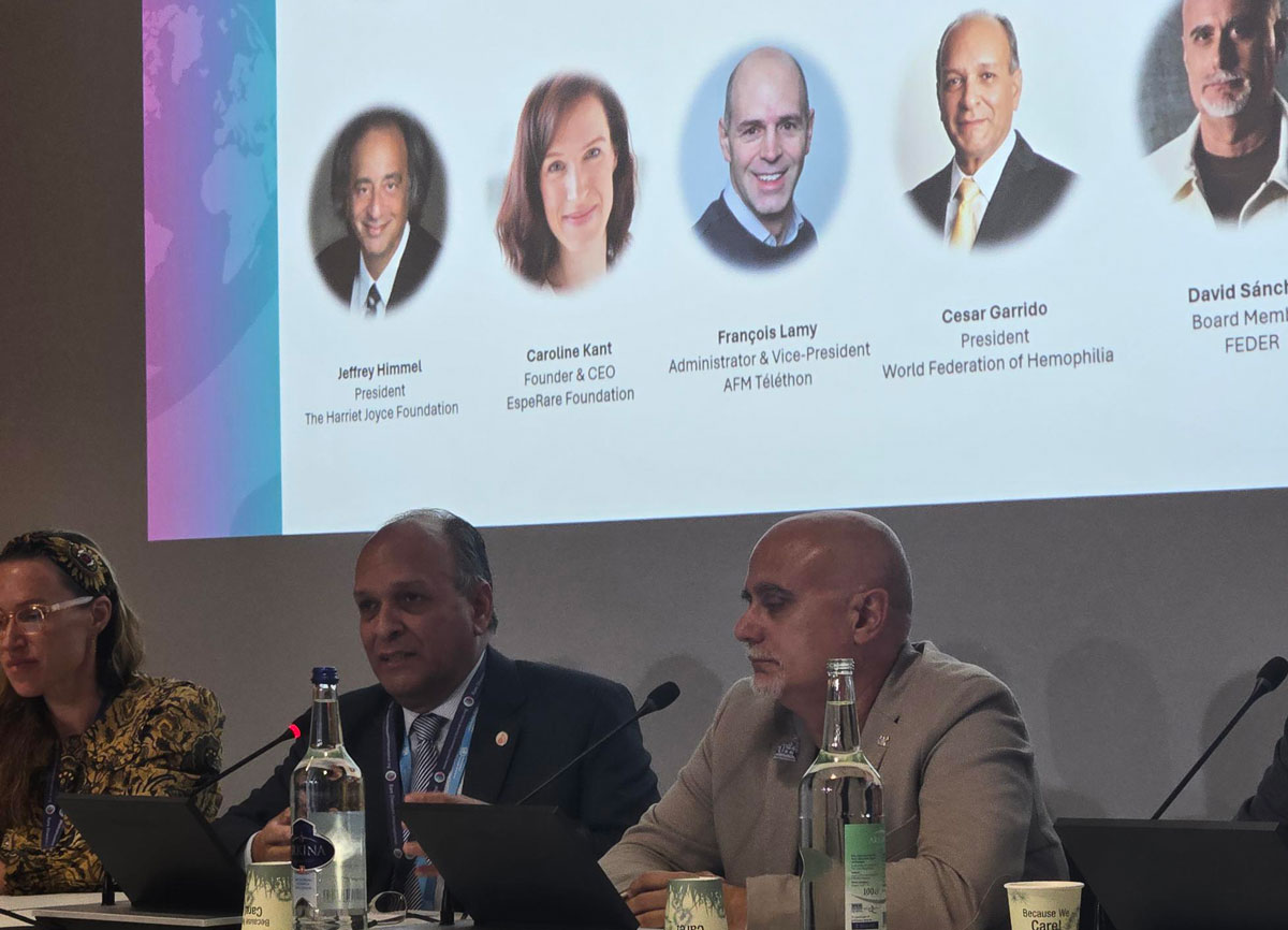 Cesar Garrido, WFH President, speaking at the WHA78 side event on rare diseases.