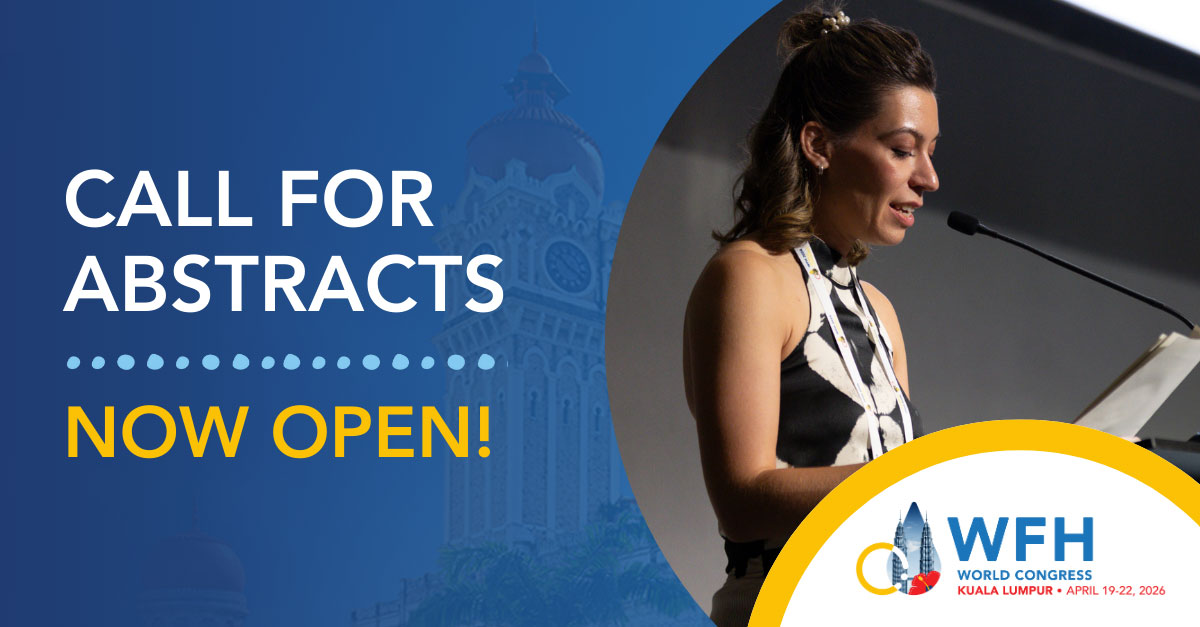 The call for abstracts is now open! Present your work on a global stage at the WFH 2026 World Congress